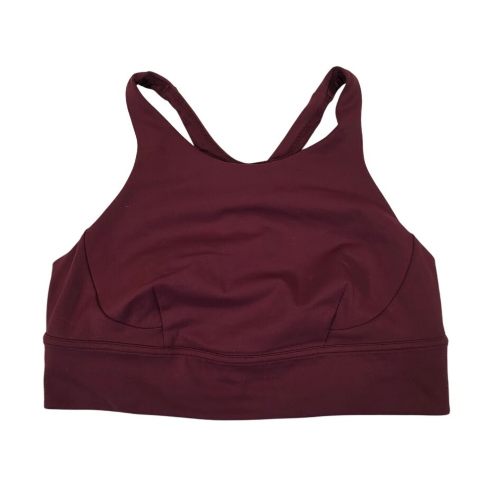 Lululemon Womens 12 Wunder Train Long Line Bra High Neck Red Merlot Racerback